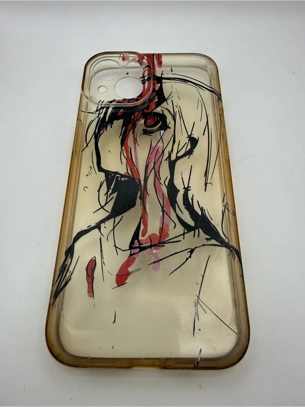 iPhone 13 Phone Clear TPU Case Blood Sacrifice Anime Girl Graphics